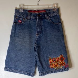 Ecko Unlimited Vintage 90’s Gator Embroidered Jean Shorts-Boys Sz 10-100% Cotton